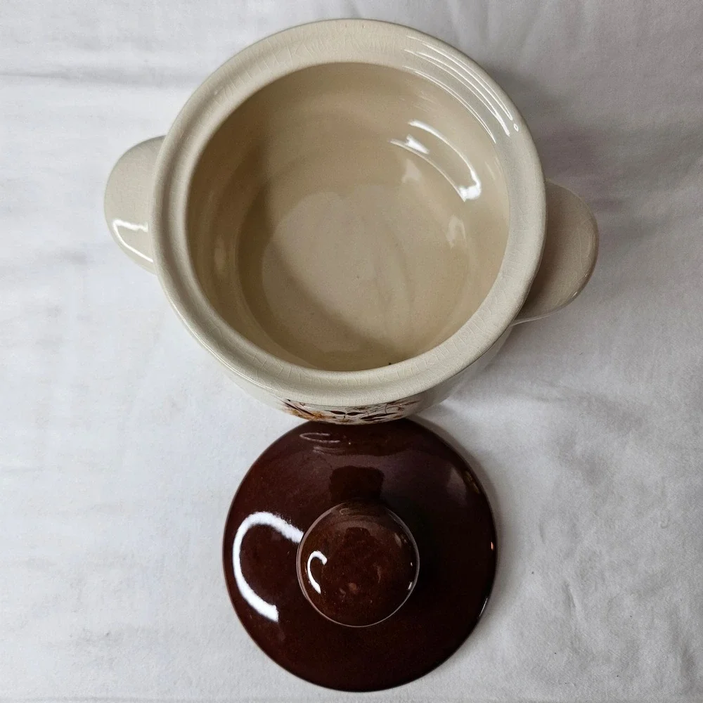 Vtg Woolworth Country Bouquet Floral‎ Stoneware Soup Onion Casserole Dish w/ Lid